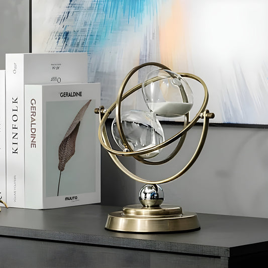 Elegant Gold-Framed Hourglass Clock – Timeless Design Decor