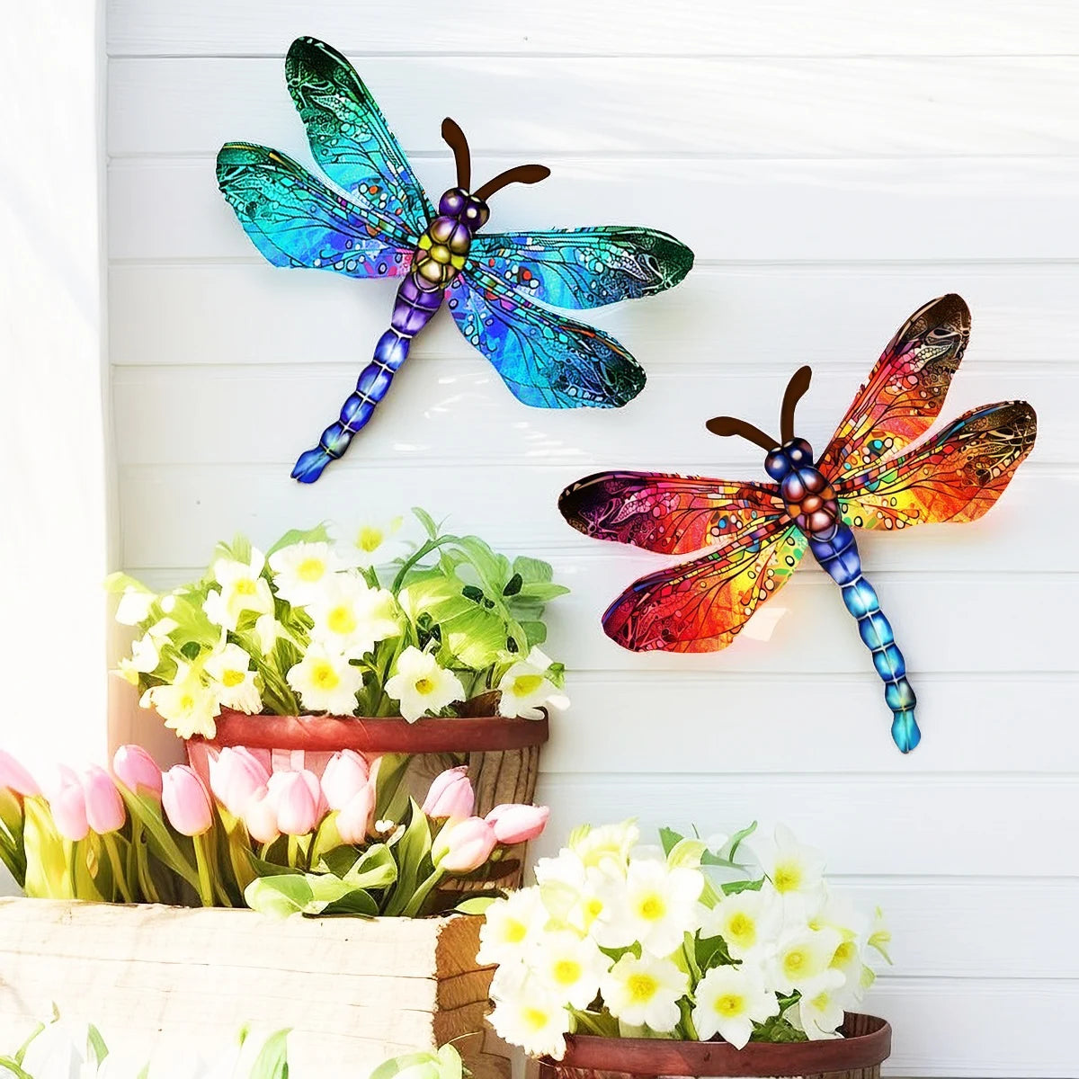 3D Metal Dragonfly Wall Art | Wrought Iron Sculpture | Garden & Home Decor