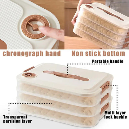 Stackable Food Storage Freezer Box with Freshness Feature | 3- and 4-Layer Containers for Dumplings, Meat & Cheese | Space-Saving and Food Safe