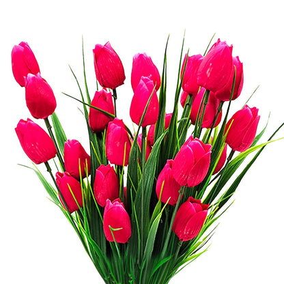 6-Pack Artificial Tulip Bouquets – UV-Resistant and Realistic for Home and Garden Decor