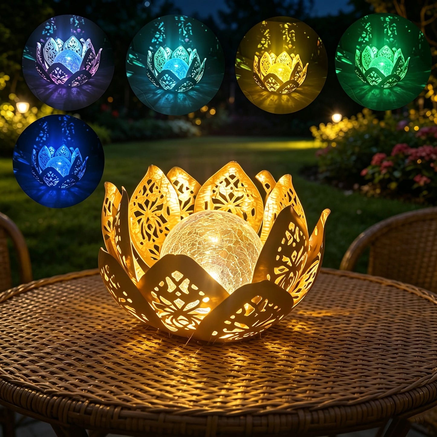 Solar Lotus Flower Table Lamp
