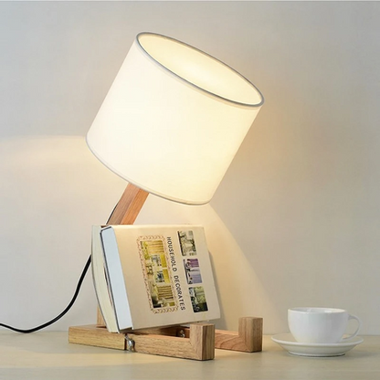 Wooden Table Lamp in Robot Design