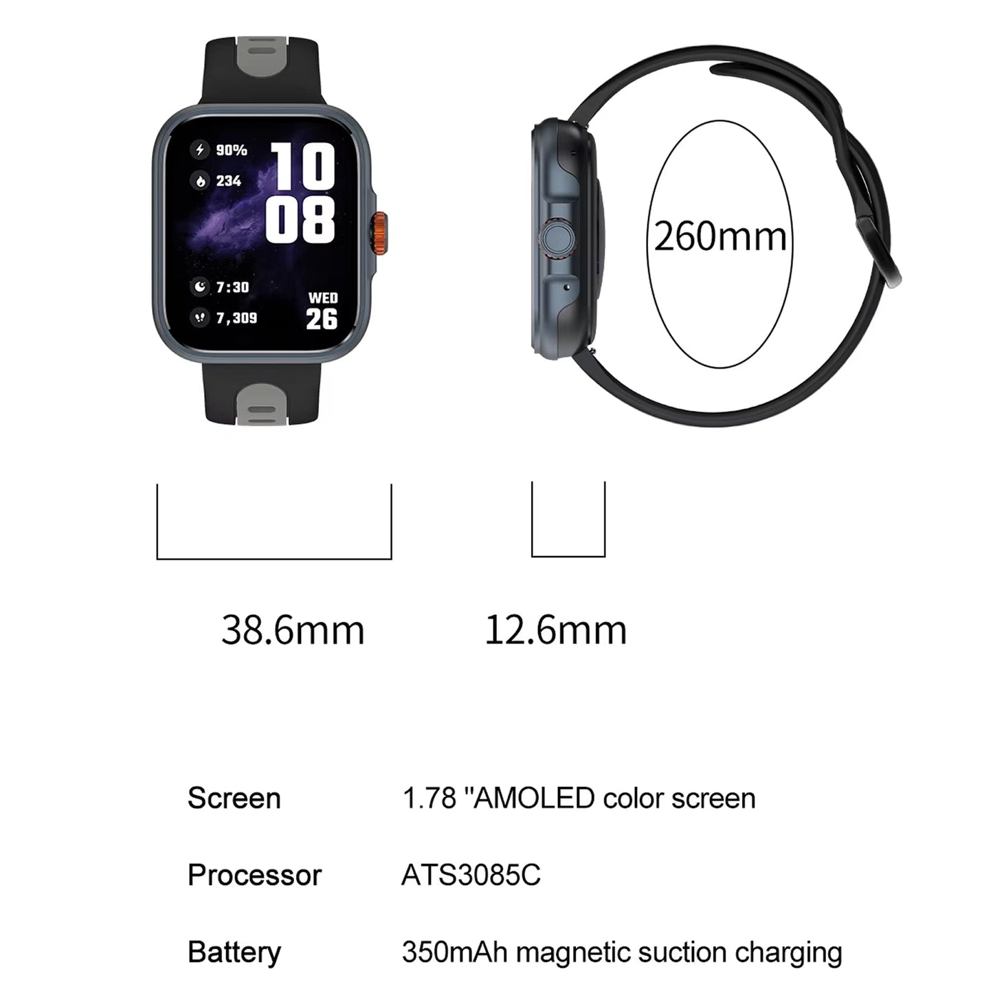 30M Waterproof Smartwatch for Swimming with GNSS Tracking