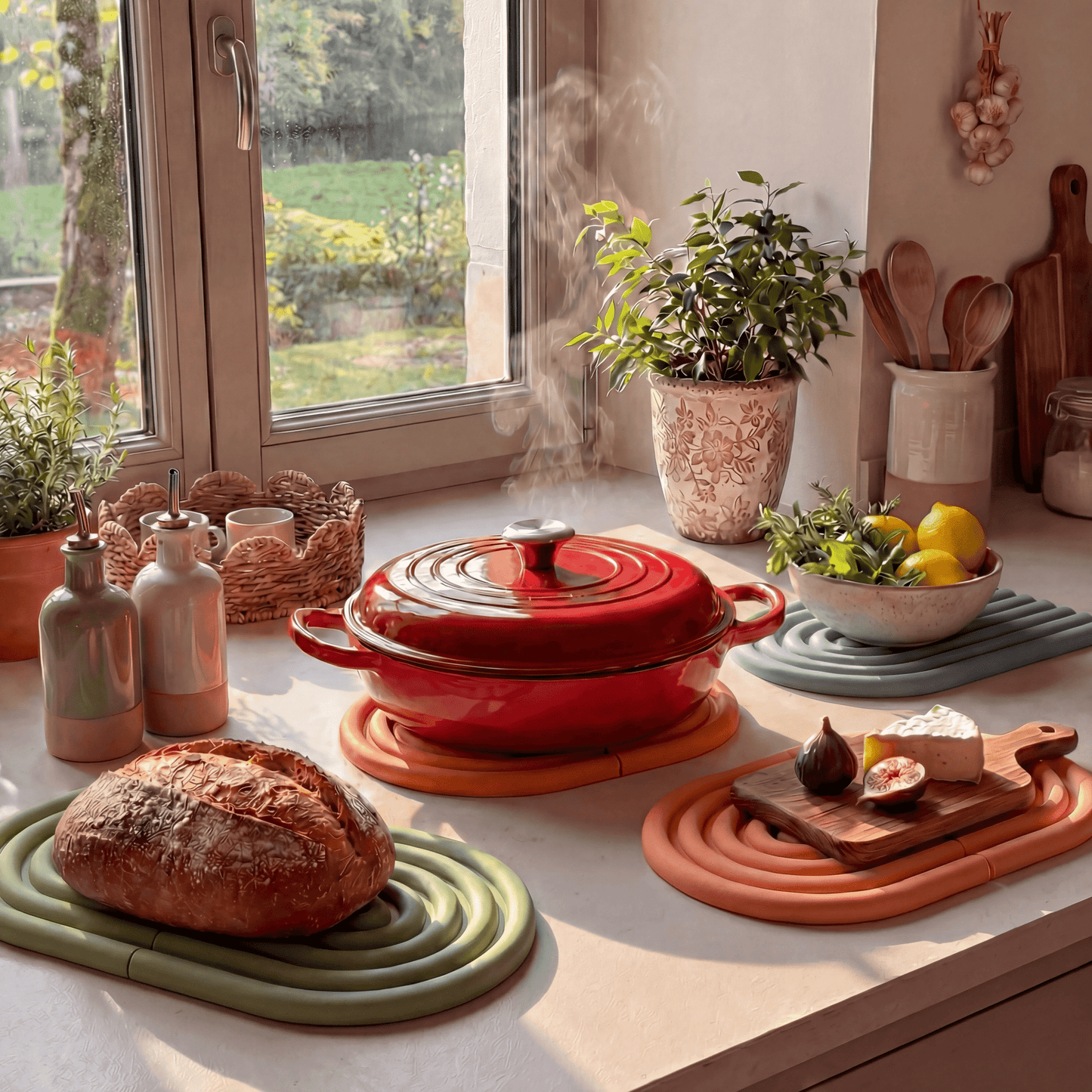 Set of 2 Heat-Resistant Black Silicone Pot Holders