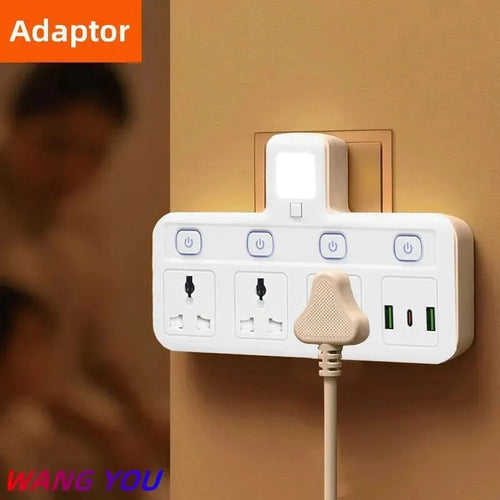 Multifunctional Power Strip with USB Fast Charging – Individually Switchable Outlets & Surge Protection – EU Plug