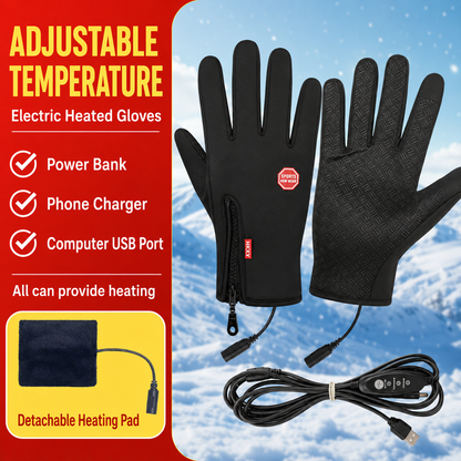 Adjustable Temperature Heated Gloves for Winter with USB Connection