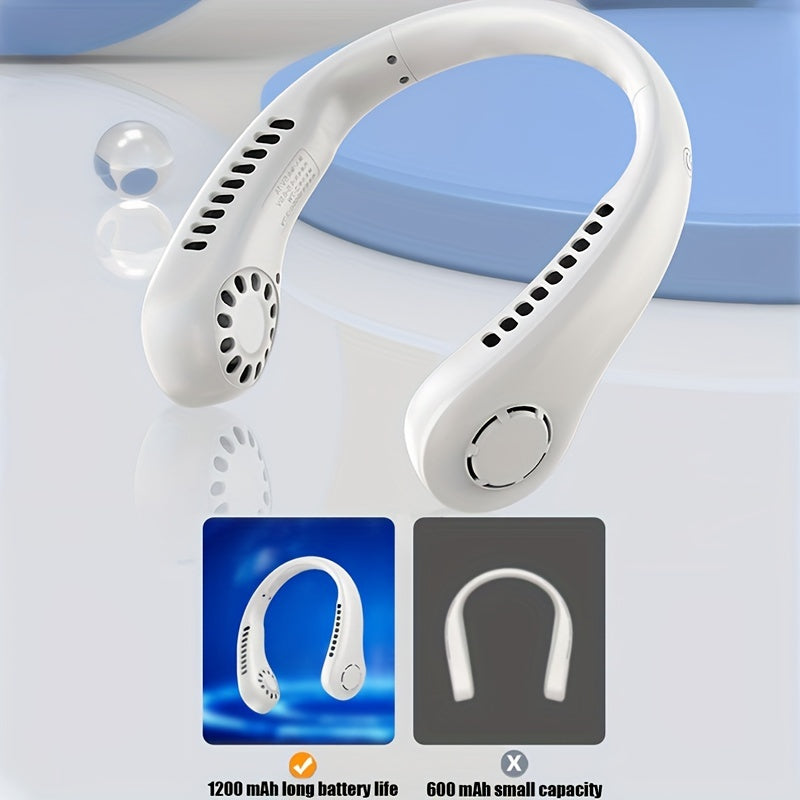 Portable Bladeless Neck Fan - Rechargeable Mini Air Cooler with 3 Speeds