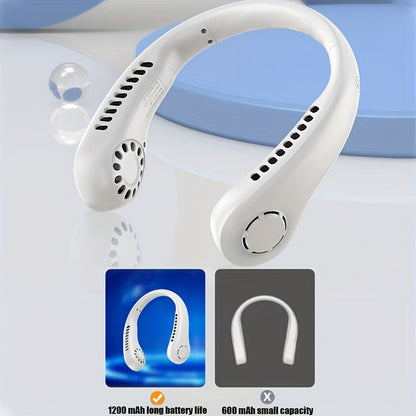 Portable Bladeless Neck Fan - Rechargeable Mini Air Cooler with 3 Speeds
