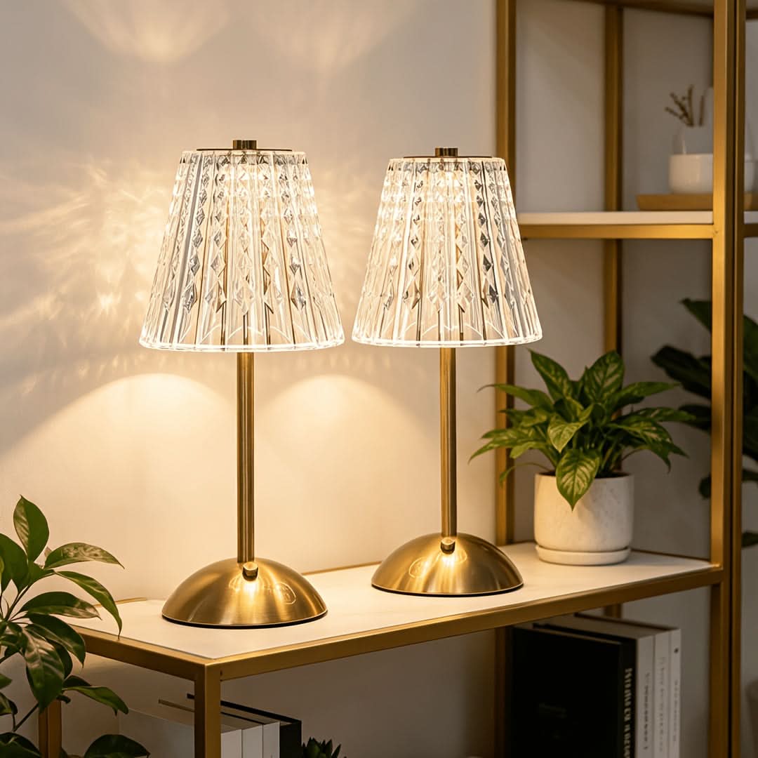 Rechargeable Golden Table Lamp for Stylish Ambient Illumination