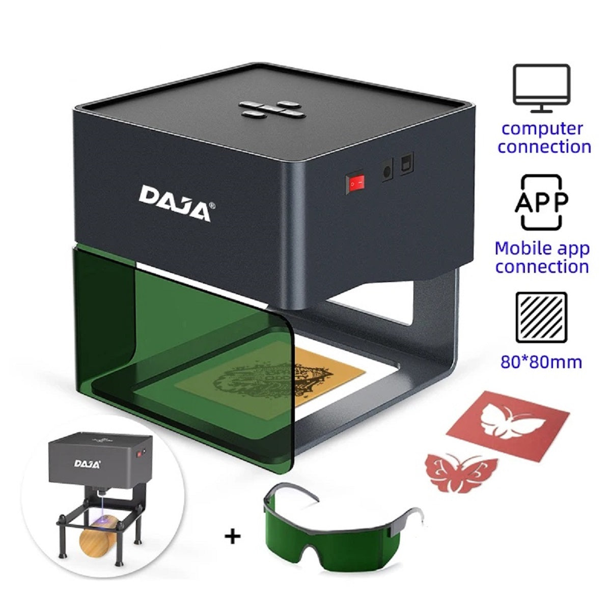 Compact Bluetooth Laser Engraving Machine for Wood and Leather Projects