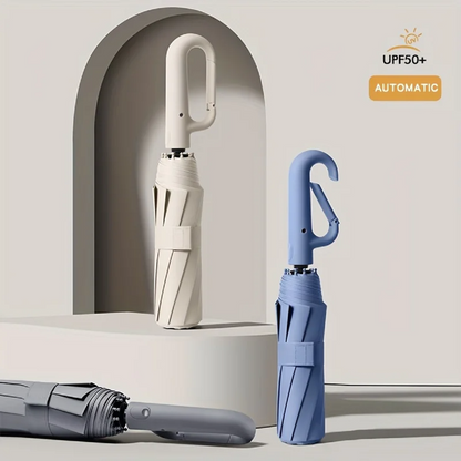 Automatic Folding Umbrella with Large Buckle Handle – Wind-Resistant & Compact