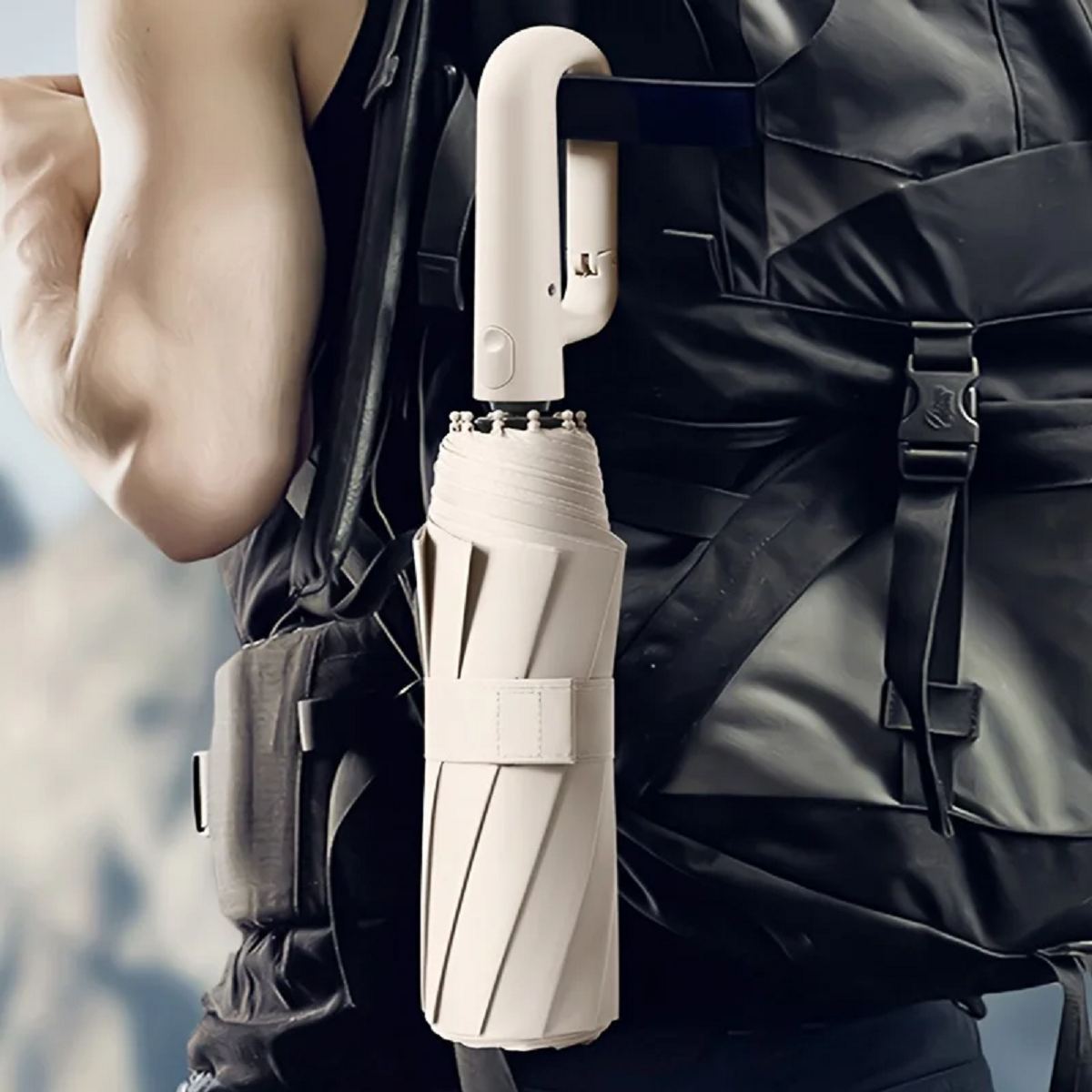 Automatic Folding Umbrella with Large Buckle Handle – Wind-Resistant & Compact
