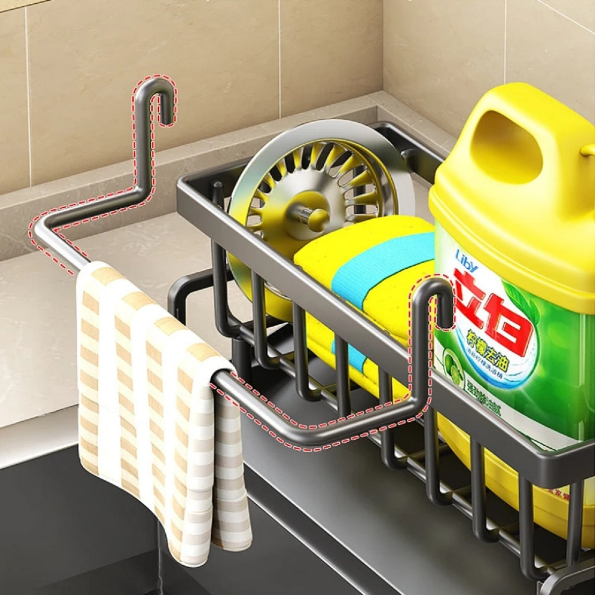 Faucet-Mounted Sponge Holder - Stainless Steel Sink Rack