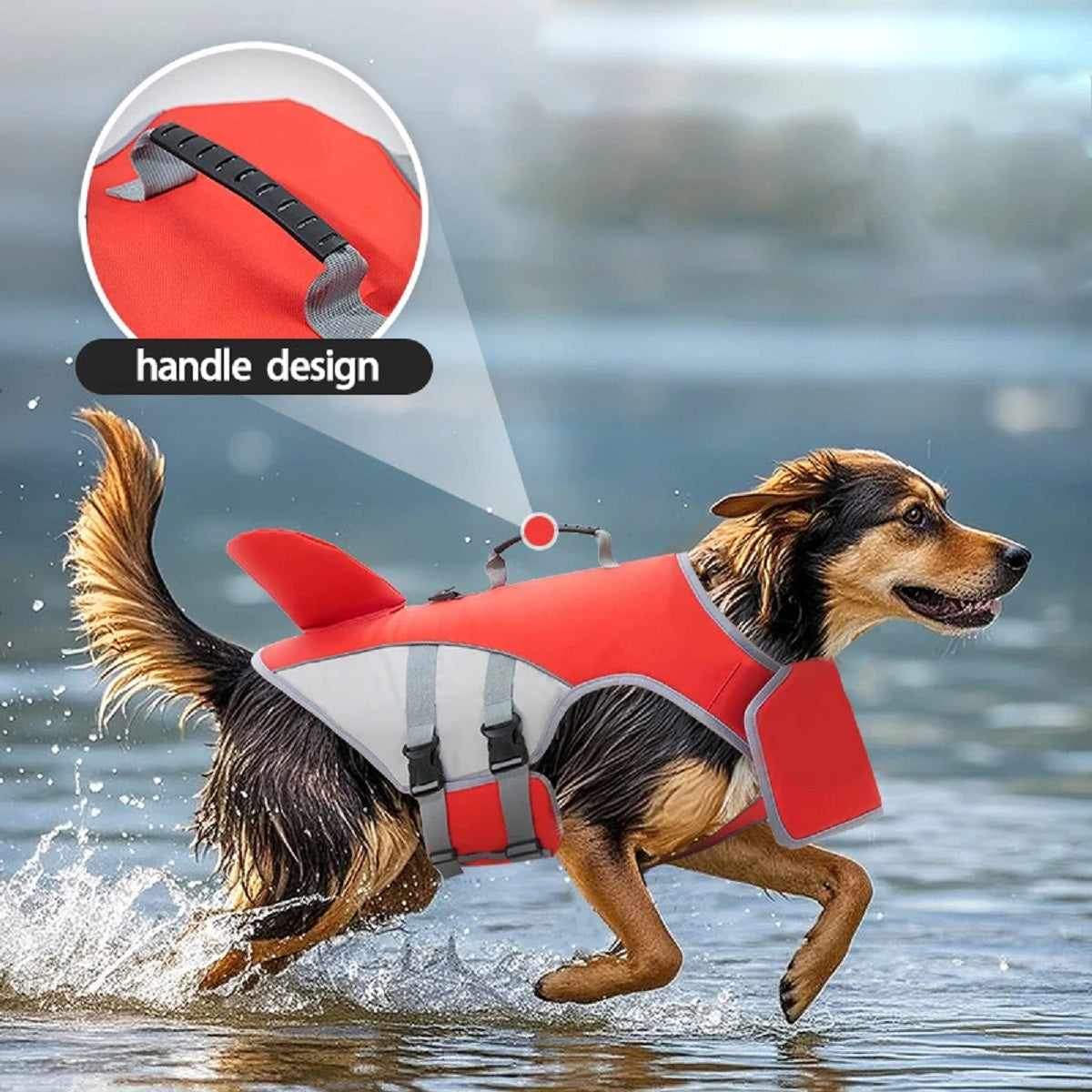 Adjustable Pet Safety Vest for Swimming - Dog Life Jacket in Shark Fin Design