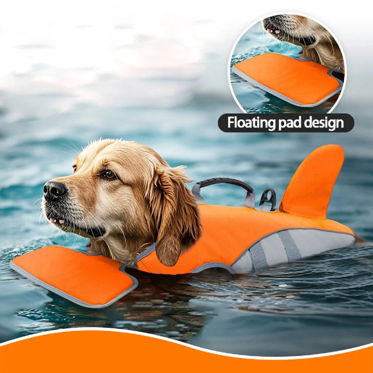Adjustable Pet Safety Vest for Swimming - Dog Life Jacket in Shark Fin Design