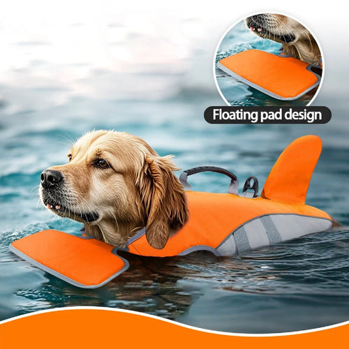 Adjustable Pet Safety Vest for Swimming - Dog Life Jacket in Shark Fin Design
