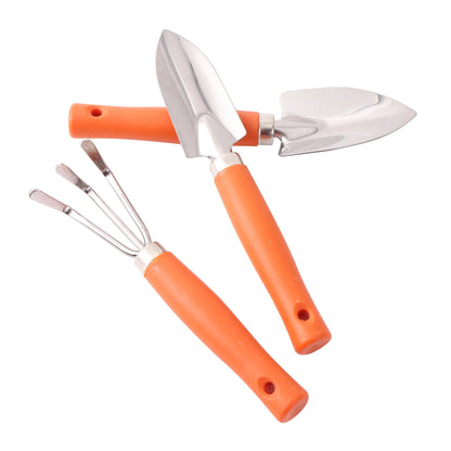 3-Piece Mini Garden Tool Set with Wooden Handles | Trowel and Rake | Perfect for Potted Plants