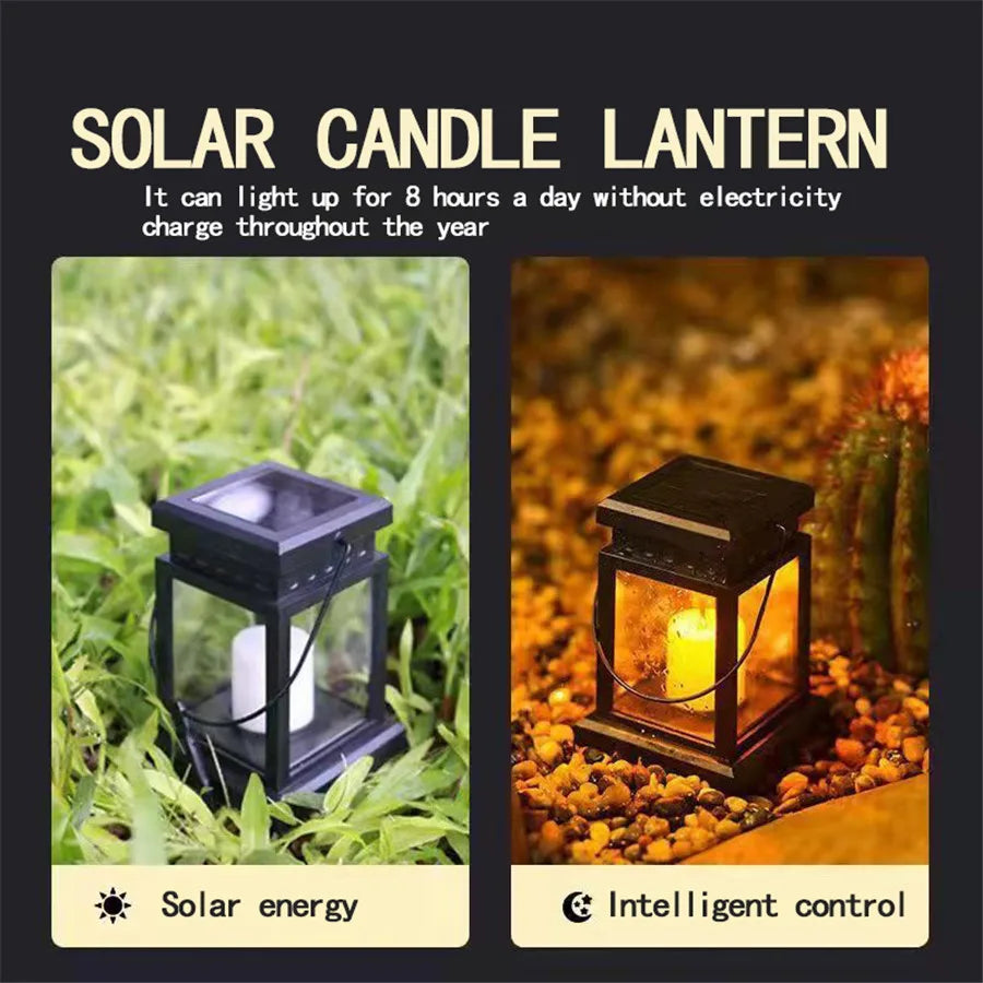 Outdoor Solar Lantern with LED Candle Effect | Waterproof IP44 | Perfect for Garden & Patio