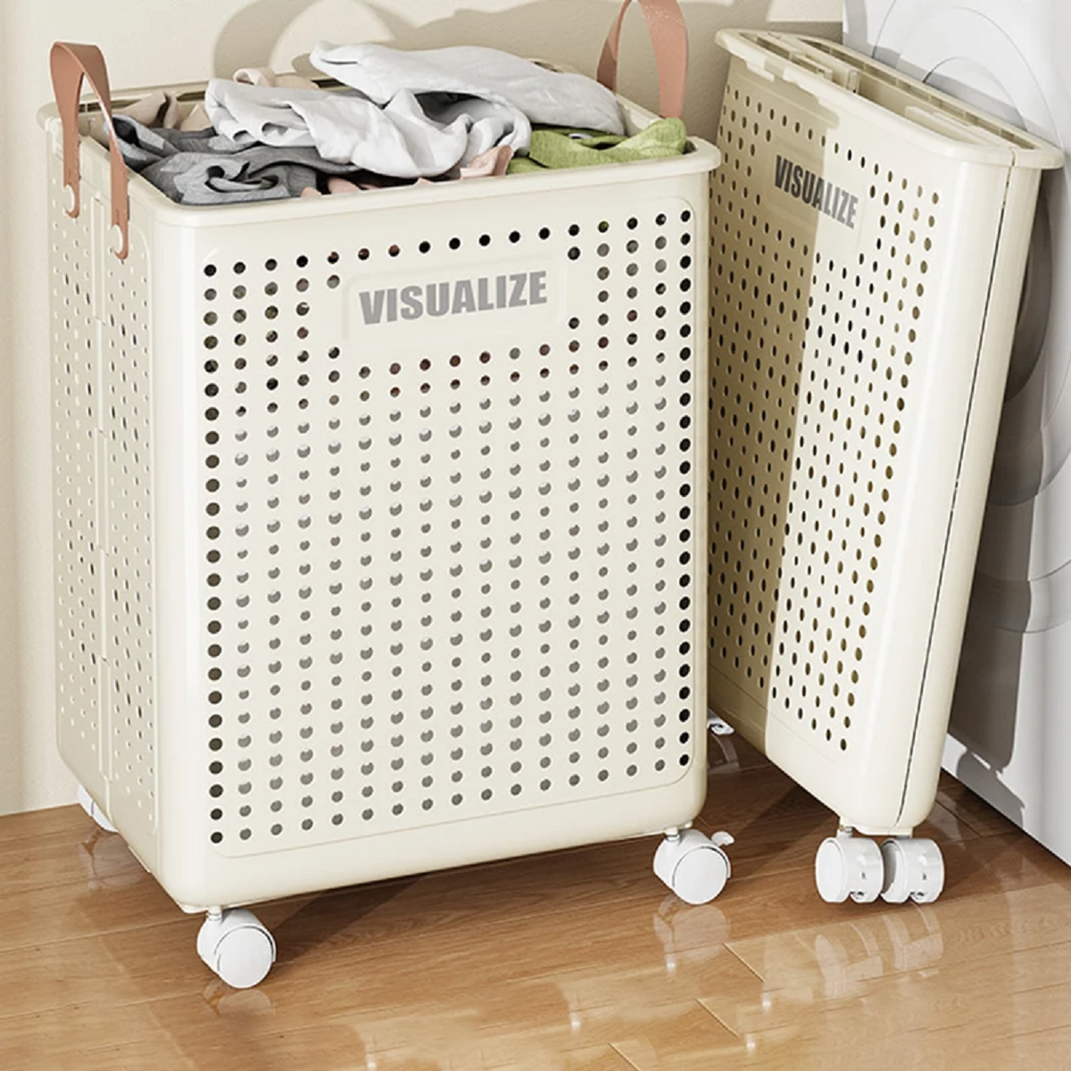 Wheeled Collapsible Laundry Basket for Easy Storage