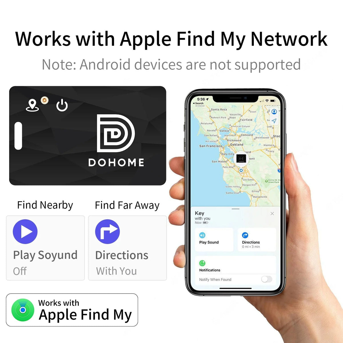 Smart Tag GPS Tracker with Wireless Charging - Slim Wallet Size