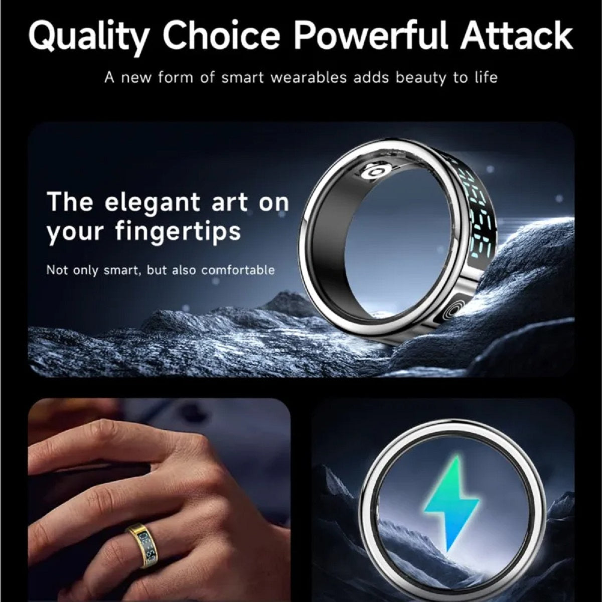 Waterproof Smart Ring for Multi-Sport Use - Heart Rate & SpO₂ Tracker