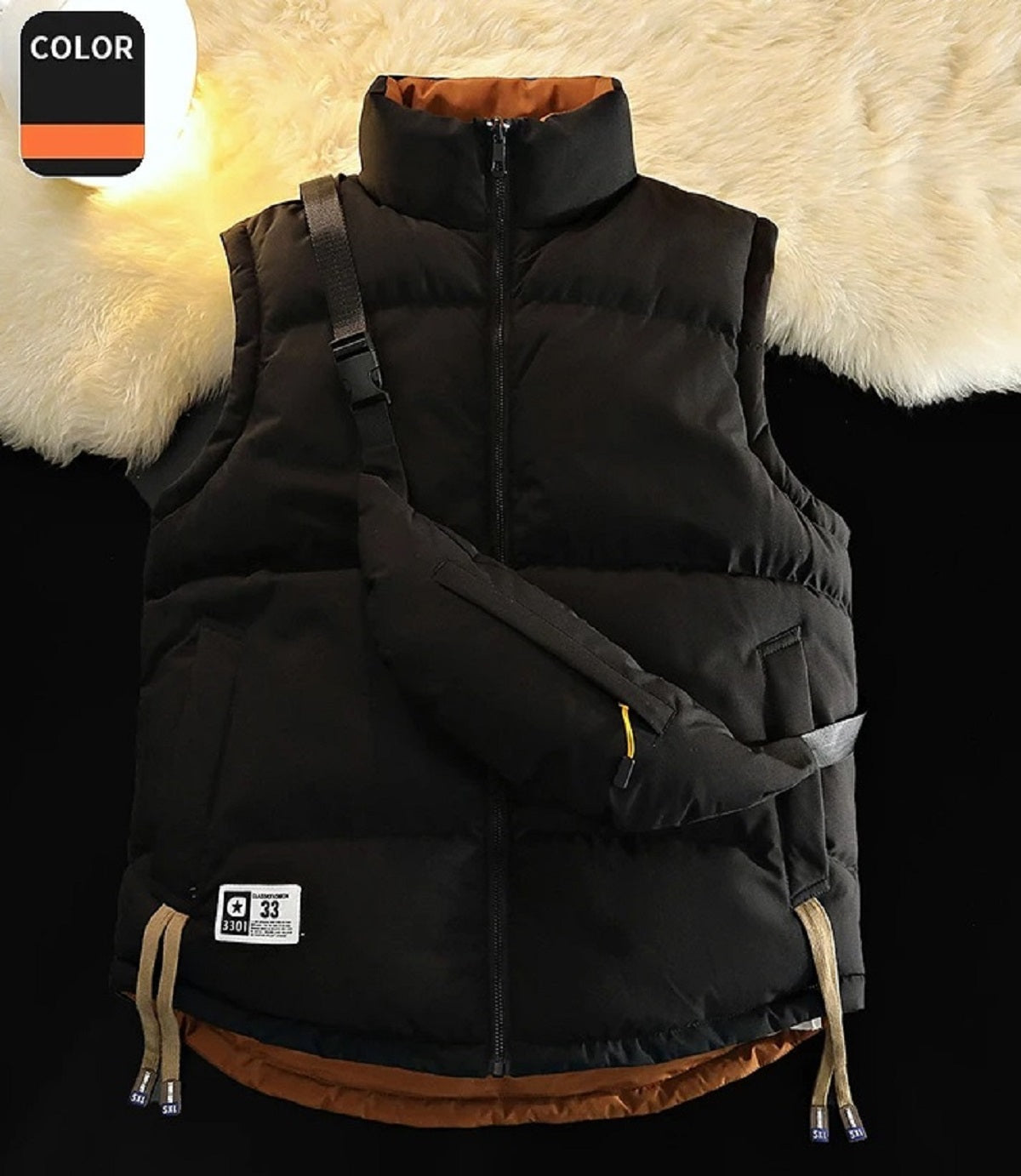 Sleeveless Winter Jacket for Men – Warm Double-Sided Vest with Backpack