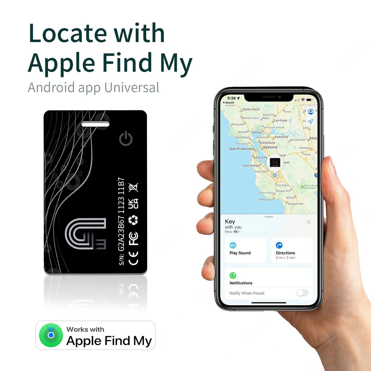 Smart Tag GPS Tracker with Wireless Charging - Slim Wallet Size