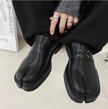 Leather Shoes with Thick Sole - Split-Toe Tabi Style Loafers