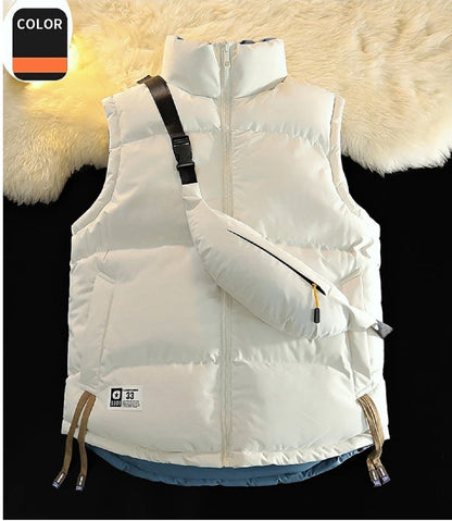 Sleeveless Winter Jacket for Men – Warm Double-Sided Vest with Backpack