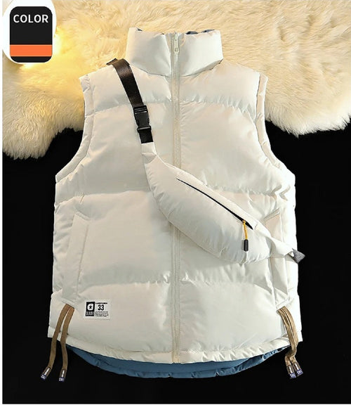 Sleeveless Winter Jacket for Men – Warm Double-Sided Vest with Backpack