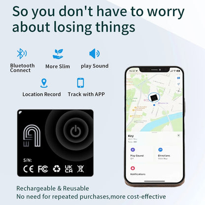 Smart Tag GPS Tracker with Wireless Charging - Slim Wallet Size