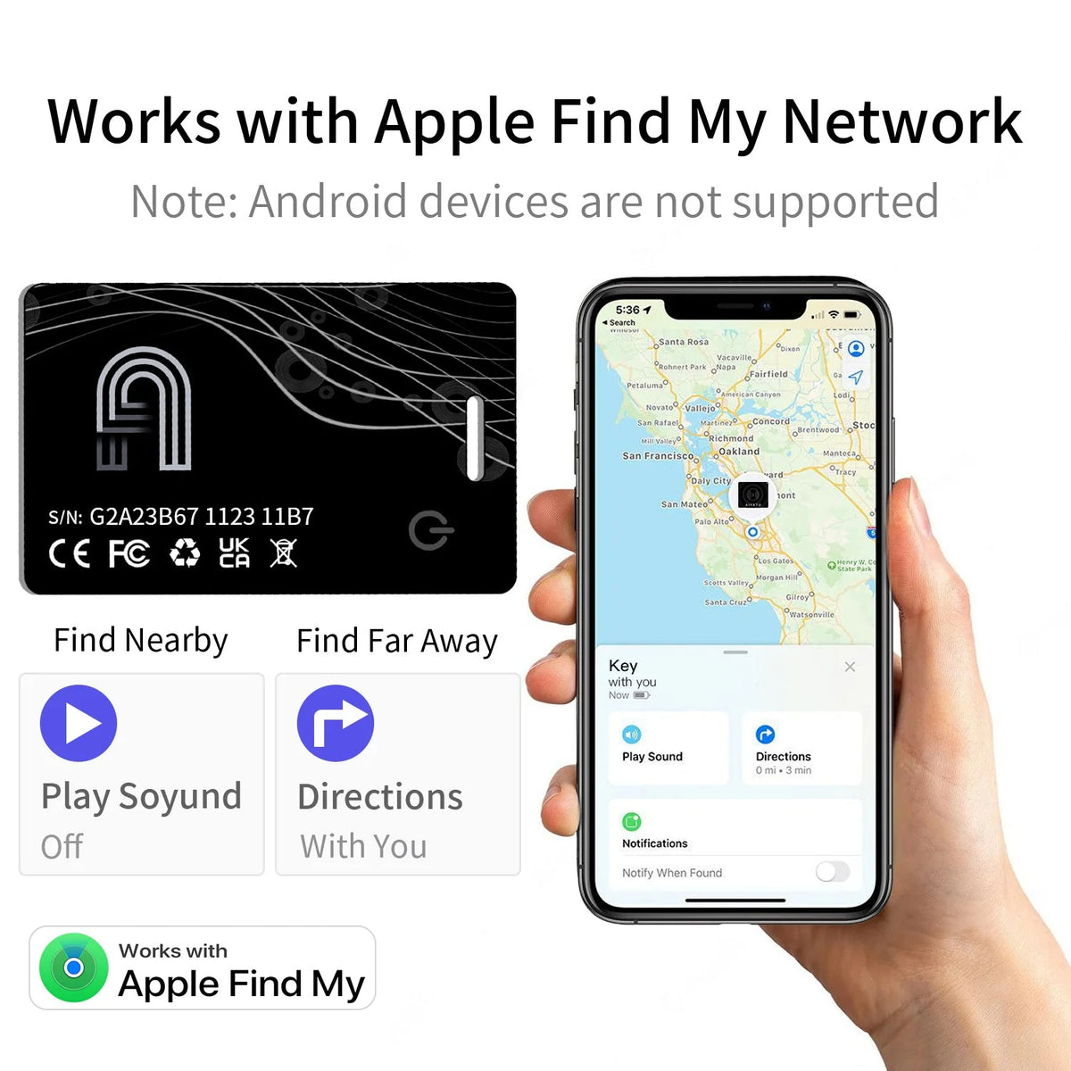 Smart Tag GPS Tracker with Wireless Charging - Slim Wallet Size