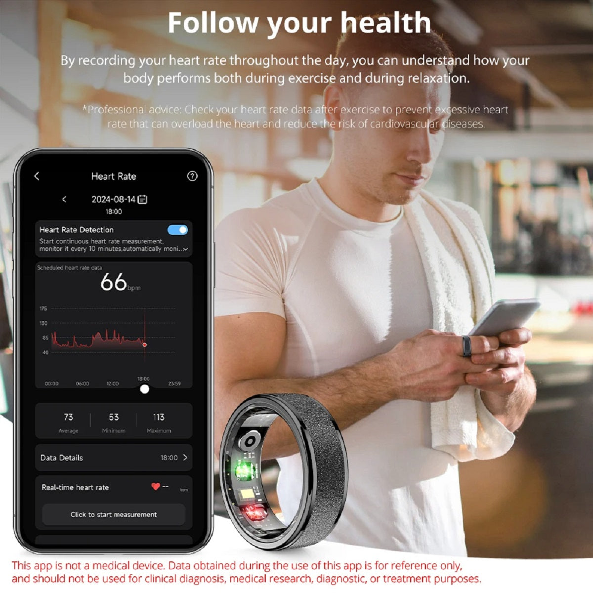 Waterproof Health and Sleep Monitor Smart Ring - 5 ATM