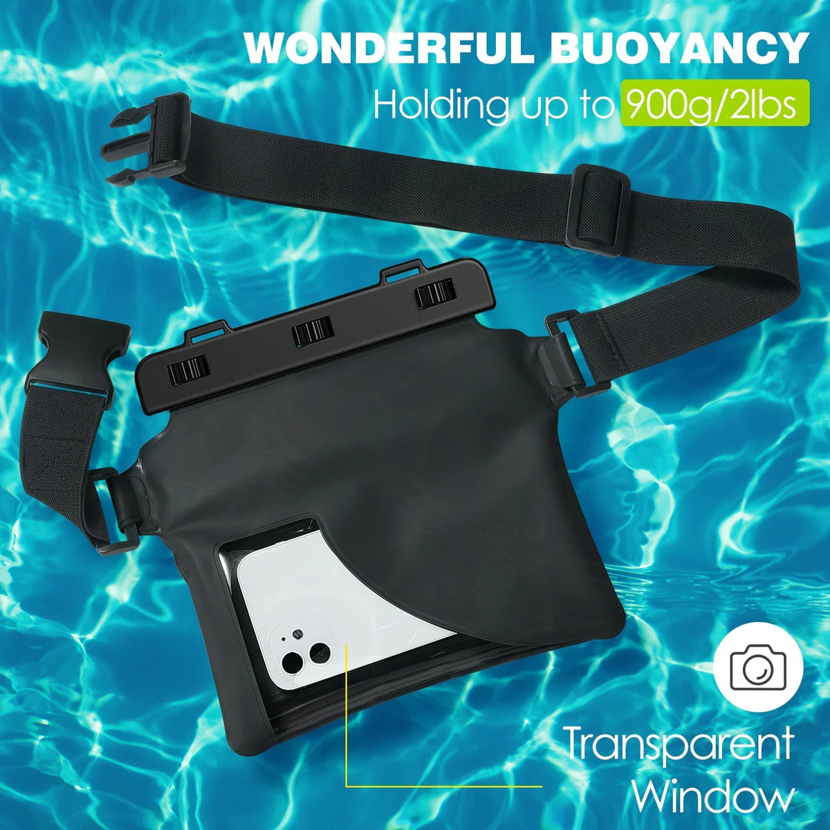 Floating Dry Pouch for Swimming - Waterproof Phone Waist Bag