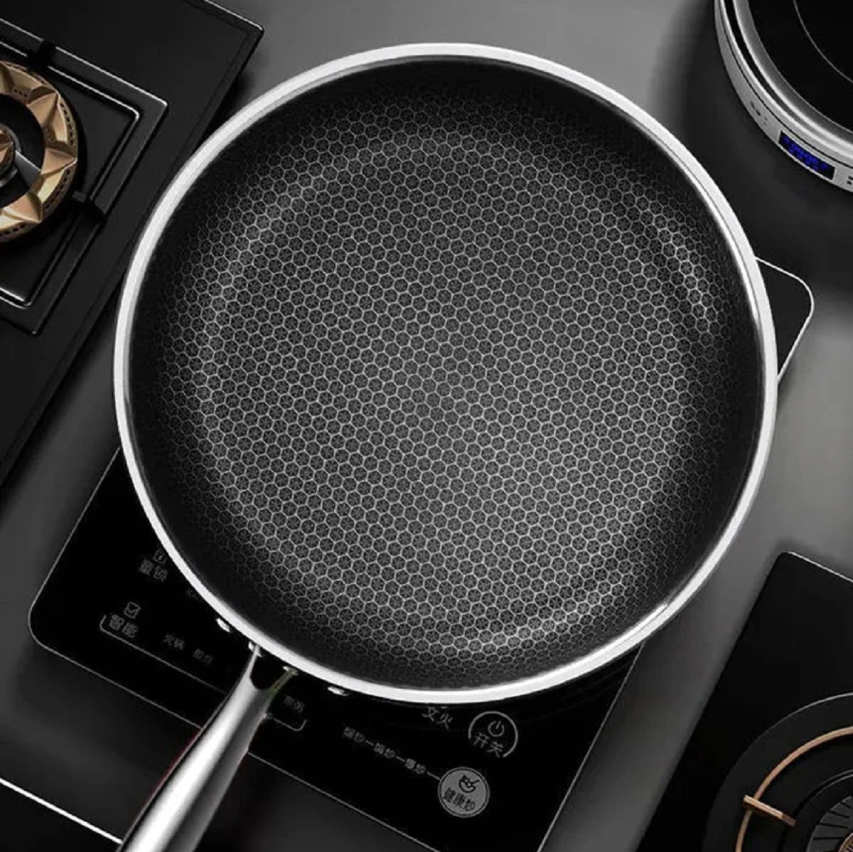 Non-Stick Wok Pan with Honeycomb Design – Stainless Steel Stir-Fry