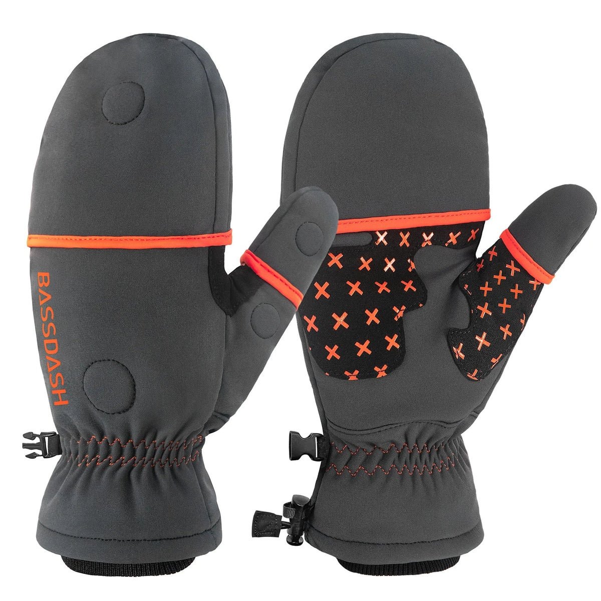 Water-Resistant Fingerless Gloves - Convertible Mittens for All Genders
