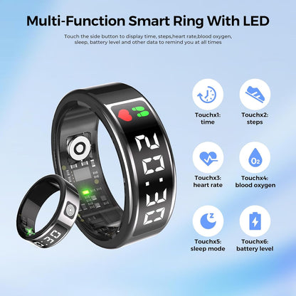 Touchscreen Health Tracker Smart Ring - 5ATM Waterproof Display