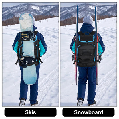 50L Waterproof Ski Boot Backpack with Helmet and Goggles Compartment
