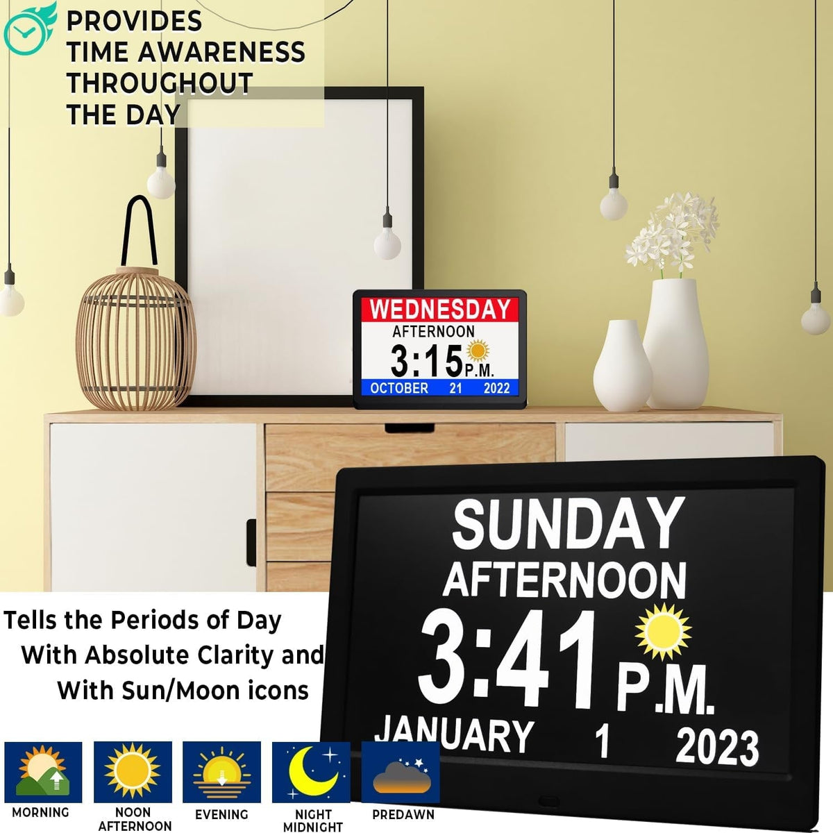EasyView Digital Clock with Alarm and 11.5-Inch Display