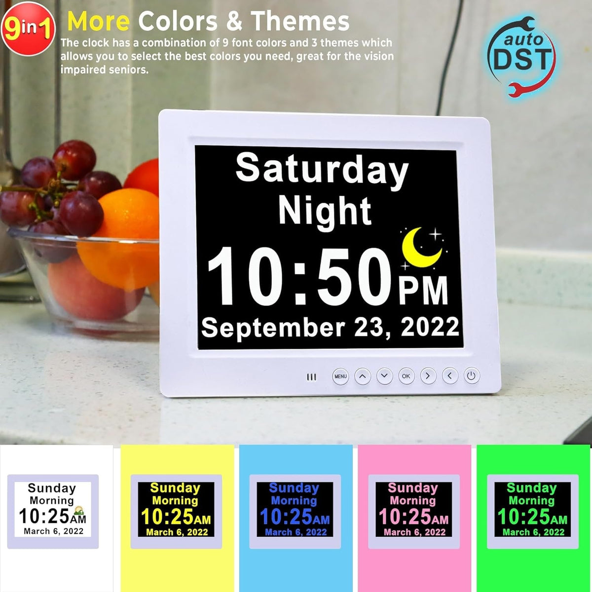 EasyView Digital Clock with Alarm and 11.5-Inch Display