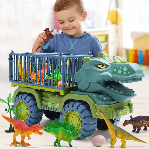 Prehistoric Dinosaur Figures Playset with Toy Truck for Kids