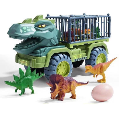 Prehistoric Dinosaur Figures Playset with Toy Truck for Kids