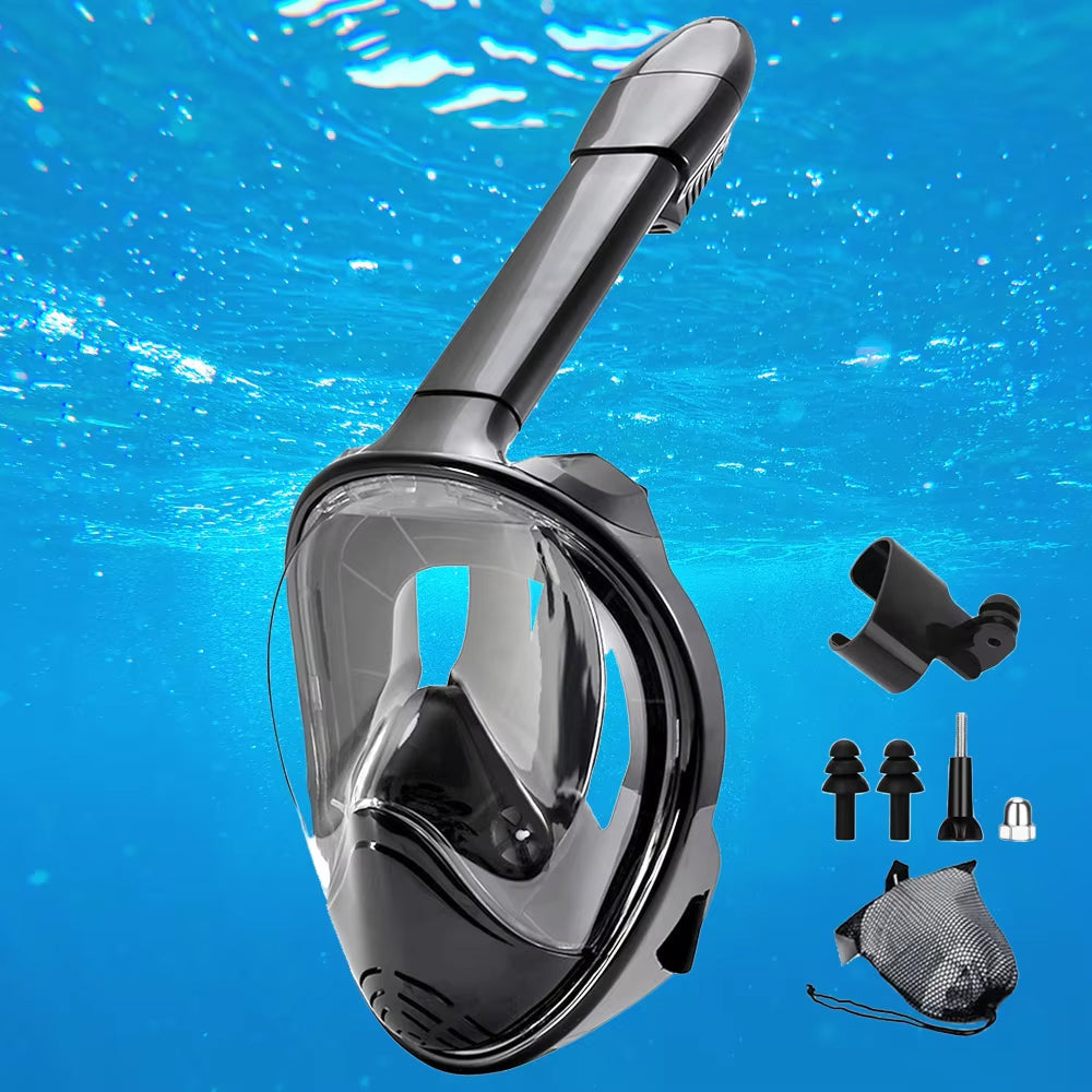 Full Face Snorkeling Mask with Anti-Fog Feature and Camera Attachment