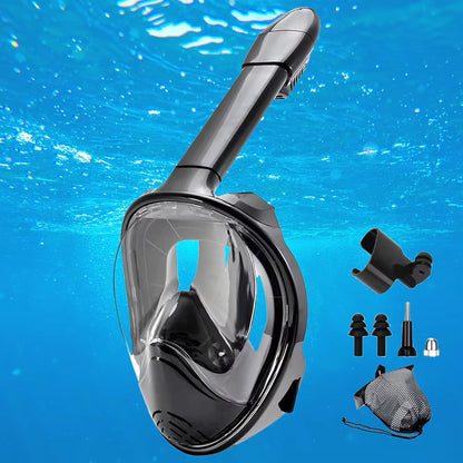 Full Face Snorkeling Mask with Anti-Fog Feature and Camera Attachment