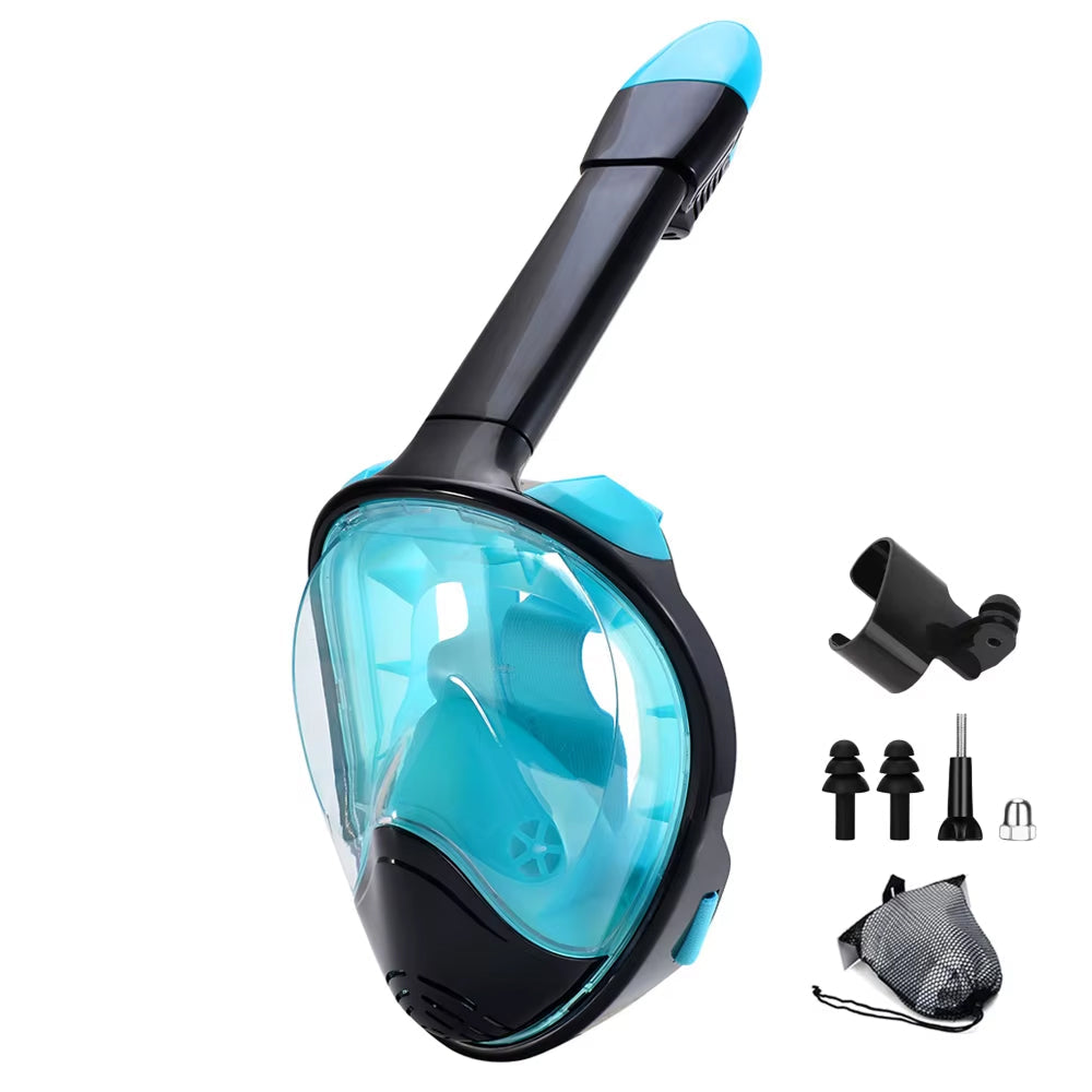 Full Face Snorkeling Mask with Anti-Fog Feature and Camera Attachment