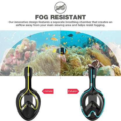 Full Face Snorkeling Mask with Anti-Fog Feature and Camera Attachment