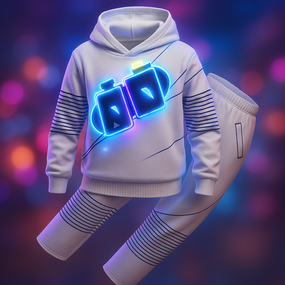 Illuminated DJ Costume Set for Kids with LED Mask and Glow Graphic