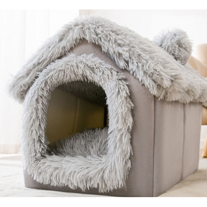 Plush Indoor Pet Retreat with Removable Cushion