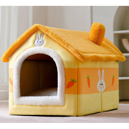 Plush Indoor Pet Retreat with Removable Cushion