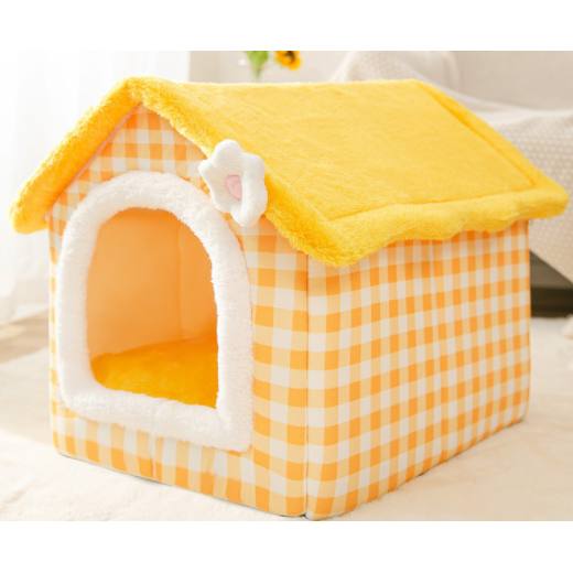 Plush Indoor Pet Retreat with Removable Cushion